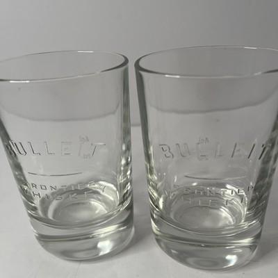 Two (2) Bulleit Frontier Whiskey Oval Glasses 4 oz Bourbon Rye Single Malt Italy