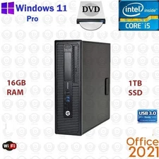 Windows 11 HP i5 3.2 ghz 1TB SSD 16GB RAM WiFi BT Desktop Computer PC Office2021