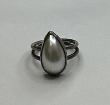 Vintage 925 Sterling Silver Pearl Ring / Size 6.5