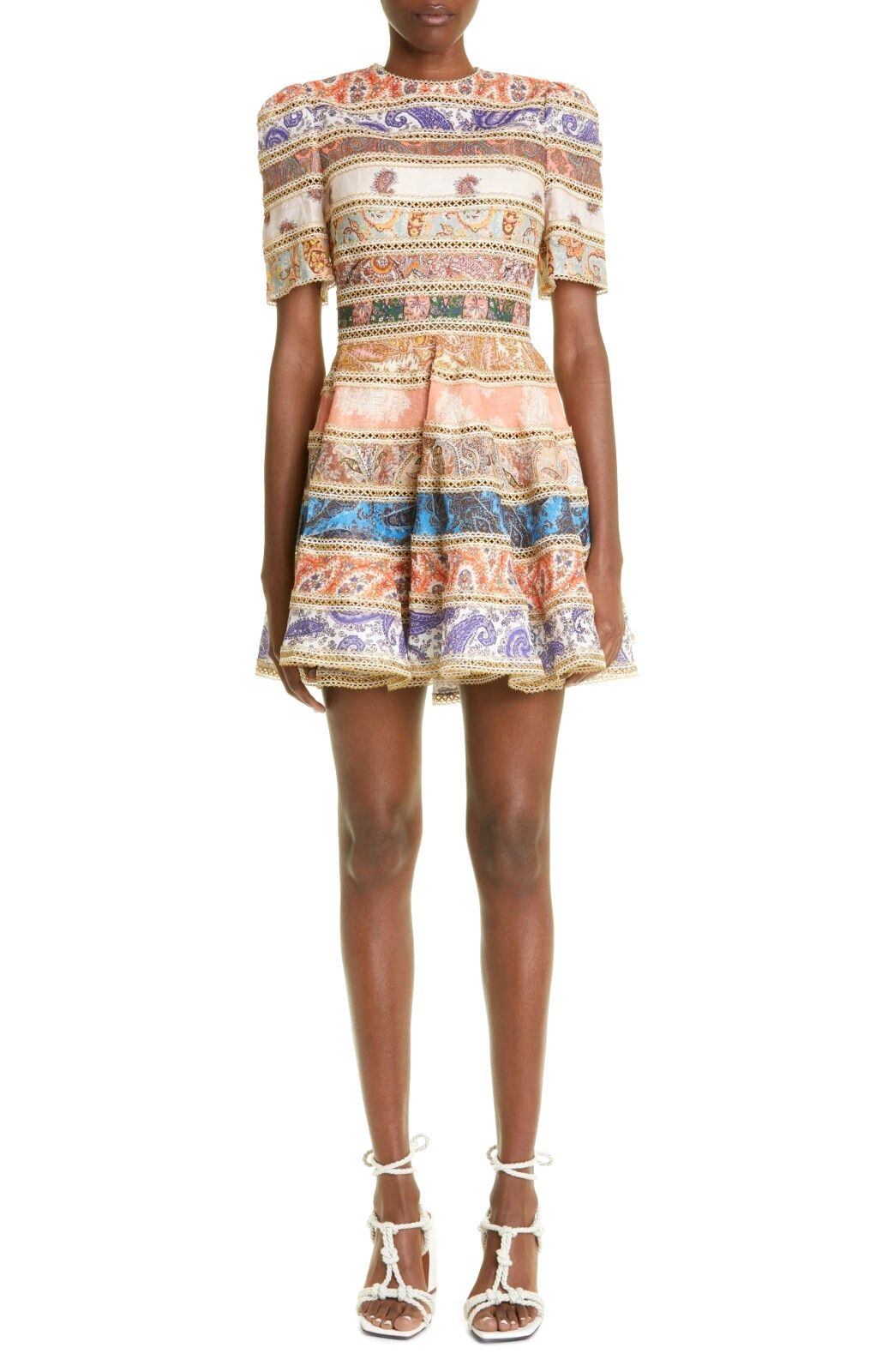 Zimmermann Women's Devi Spliced Linen & Cotton Mini Dress Size 1 / US 6