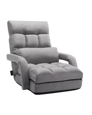 Floor Chair with 5 Adjustable Position and Armrest Floor Gaming Chair Gray