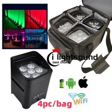 4/bag Battery DMX Wireless Uplight 6x18W 6in1 RGBWAUV DJ Par lights Stage DJ