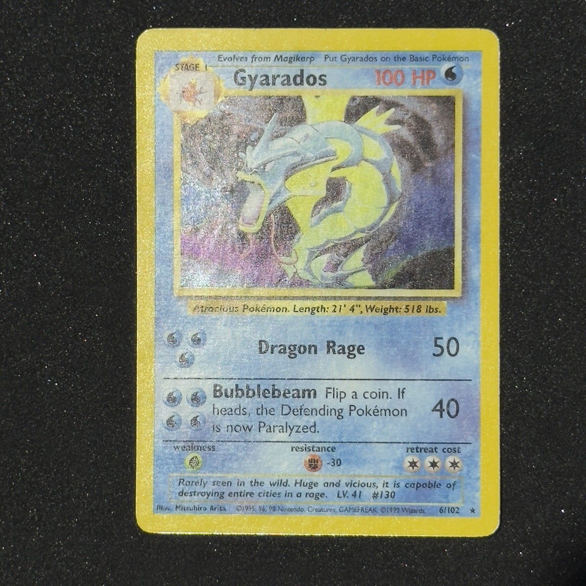 HOLO BLEED Gyarados 6/102 Base Set Unlimited 1999 Pokemon Rare