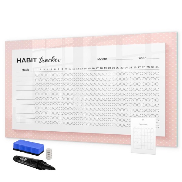 Glas Whiteboard Aus GehäRtetem Glas Mit Schwarzem Marker Gewohnheiten-Tracker-image