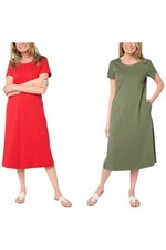 Denim & Co. Women's 2-Pack Essentials Perfect Jersey Dresses Red/Olive