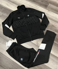 Puma BMW Motosports Men's Tracksuit Black  Sweatpants Small + Jacket Medium