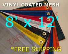 8' x 12' Vinyl Coated Mesh Tarp - Dump Truck Trailer Wind Break Fence Cover