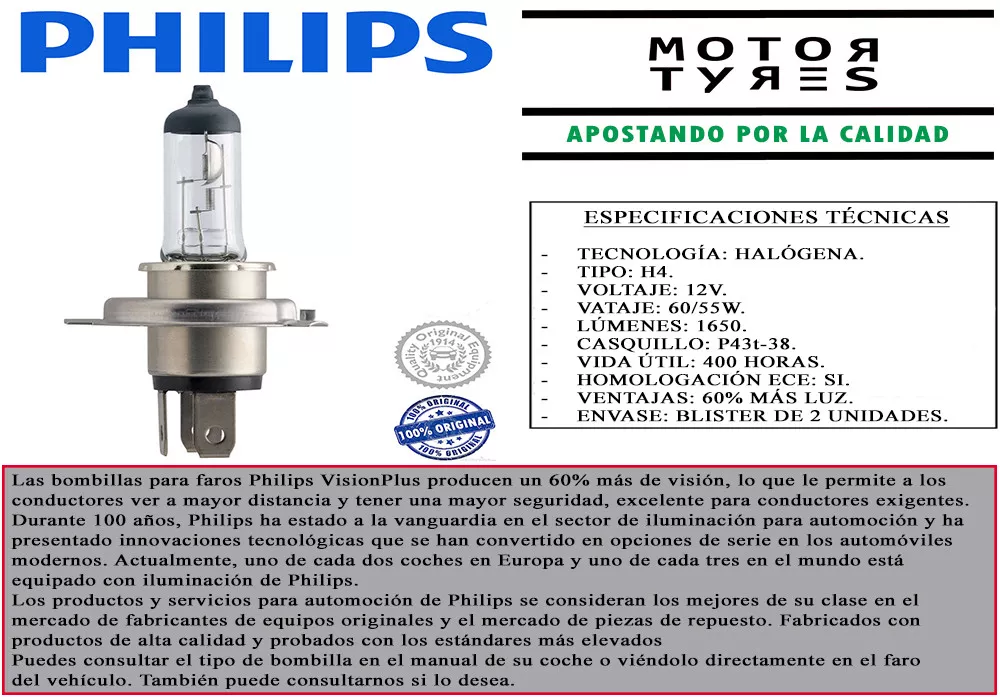 H4 philips vision plus outlet