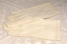 Womens 6 Ivory Formal Leather Gloves Vintage Short Wrist Length