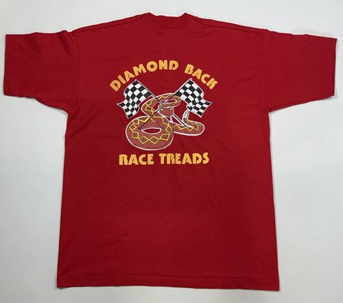 VTG Diamond Back Race Treads Single Stitched T Shirt Anderson S.C Red XL NOS De - Picture 9 of 10