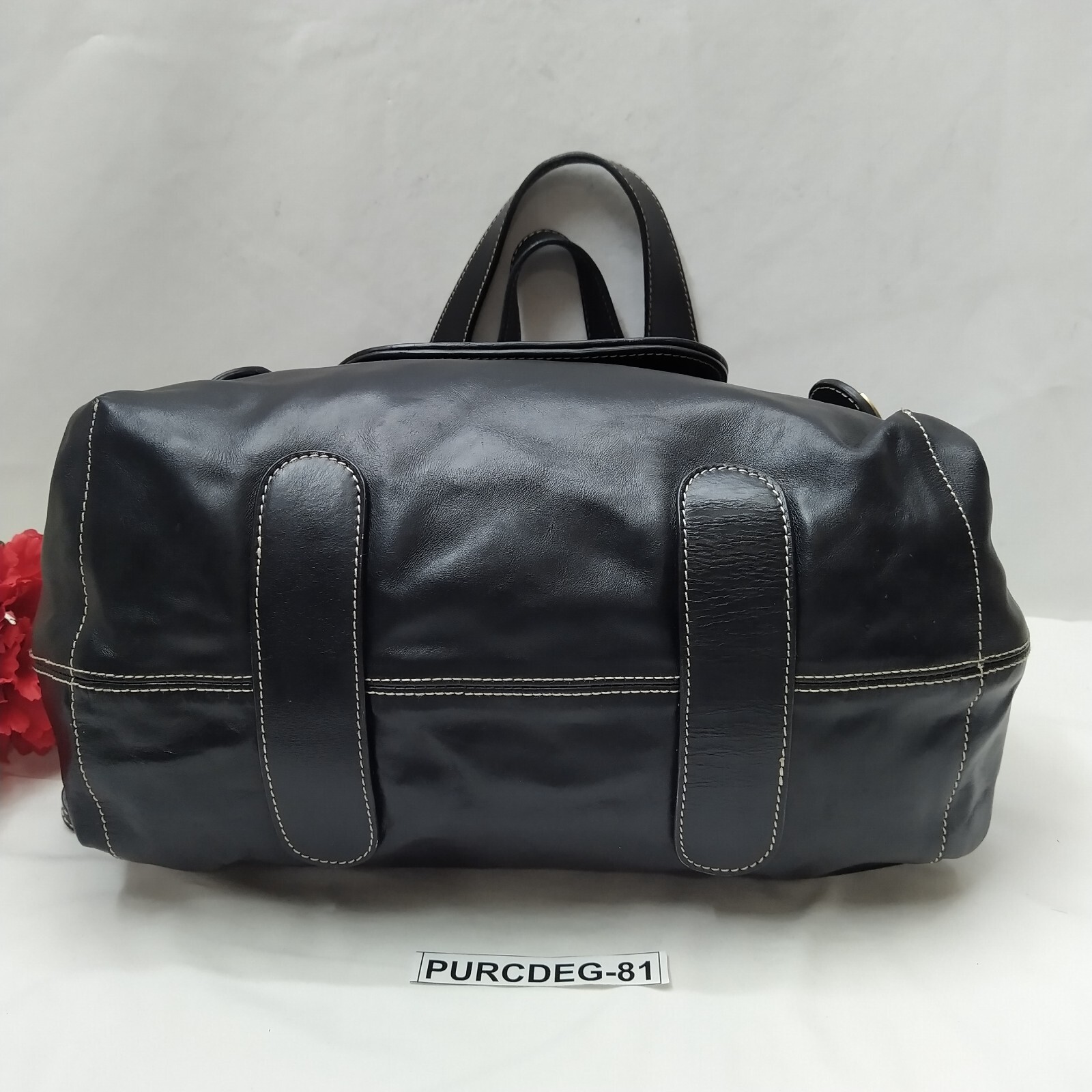 Loewe Black Leather Drawstring Pockets Double Han… - image 12