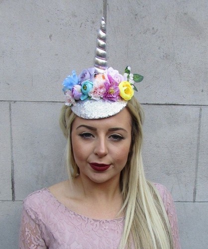 Silver Sequin Unicorn Hat Fascinator 