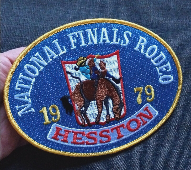 HESSTON NFR 1979 Pro RODEO Embroidered Patch ~ Buckin' Cowboy