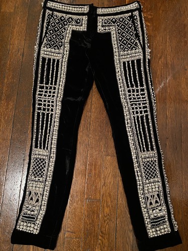 pearl crystal silver bead pants US 4 