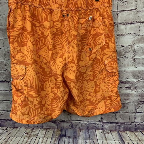 Lands End Swim Trunks Mens Large Orange Floral Drawstring Waist Mesh Lined - Bild 8 von 12