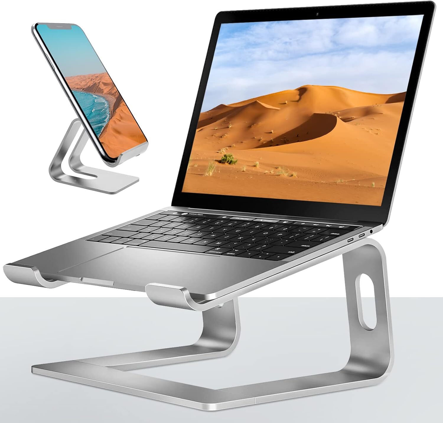 Adjustable Aluminum Laptop Stand Riser for 10-17 inch Laptops & Phones-image