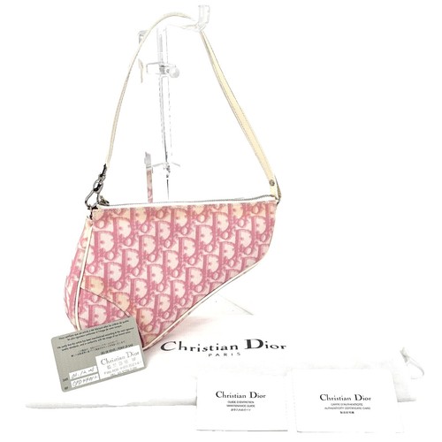 Auth Christian Dior 2003 Trotter Saddle Bag Accessory Pouch Canvas