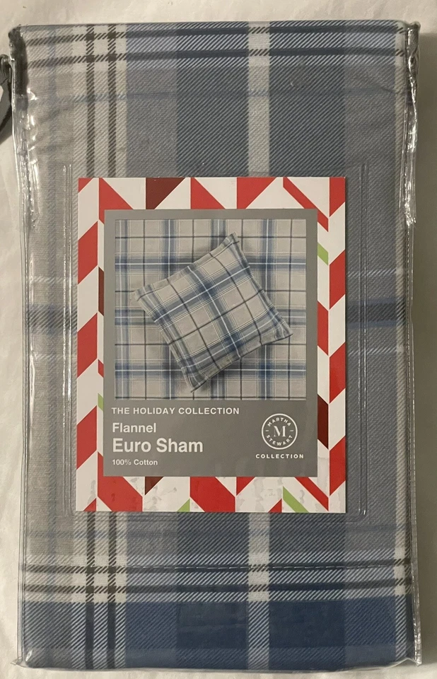 FALSA DE FRANELA NAVIDEÑA A CUADROS AZULES COLECCIÓN MARTHA STEWART, Euro Macy’s Foto 3 de 4