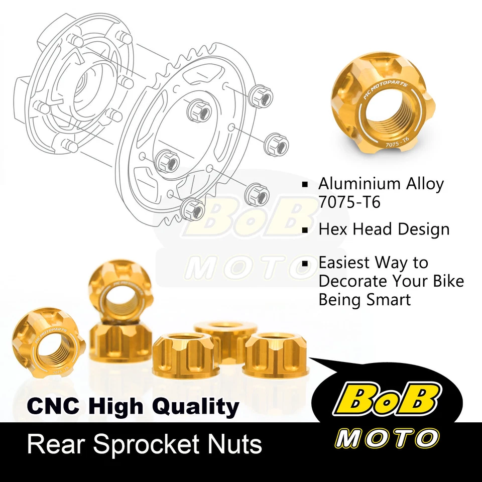 Tuercas de piñón trasero M8 Racing para Honda CBF 125 XLR125R VFR750F VFR800 FI RVF750 Foto 2 de 4