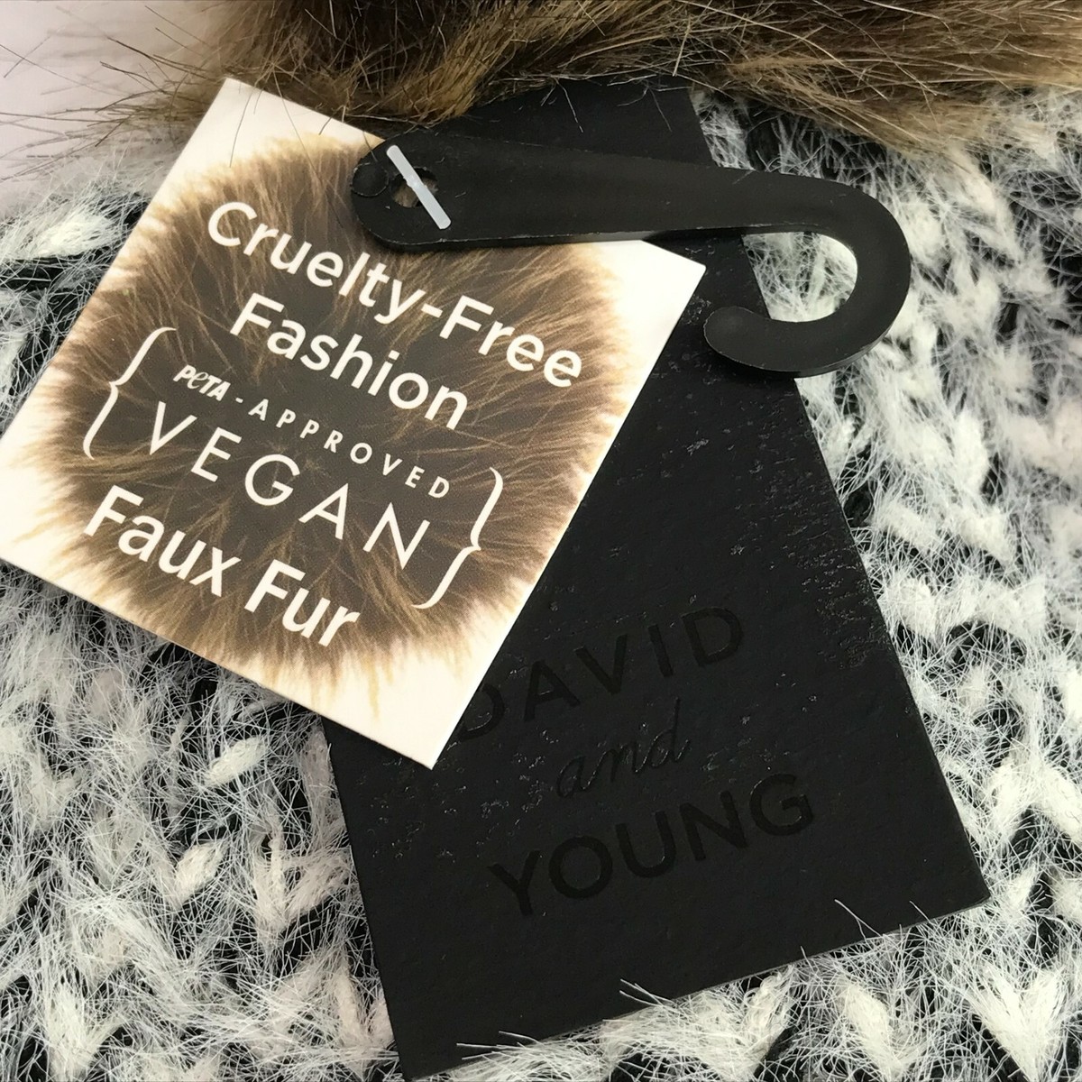 New Pom Pom Faux Fur Beanie Hat Winter Warm Gray White - NORDSTROM, Vegan Pearl Gray Merino Wool Knit Hat with Faux Fur Pom Pom  main image 4