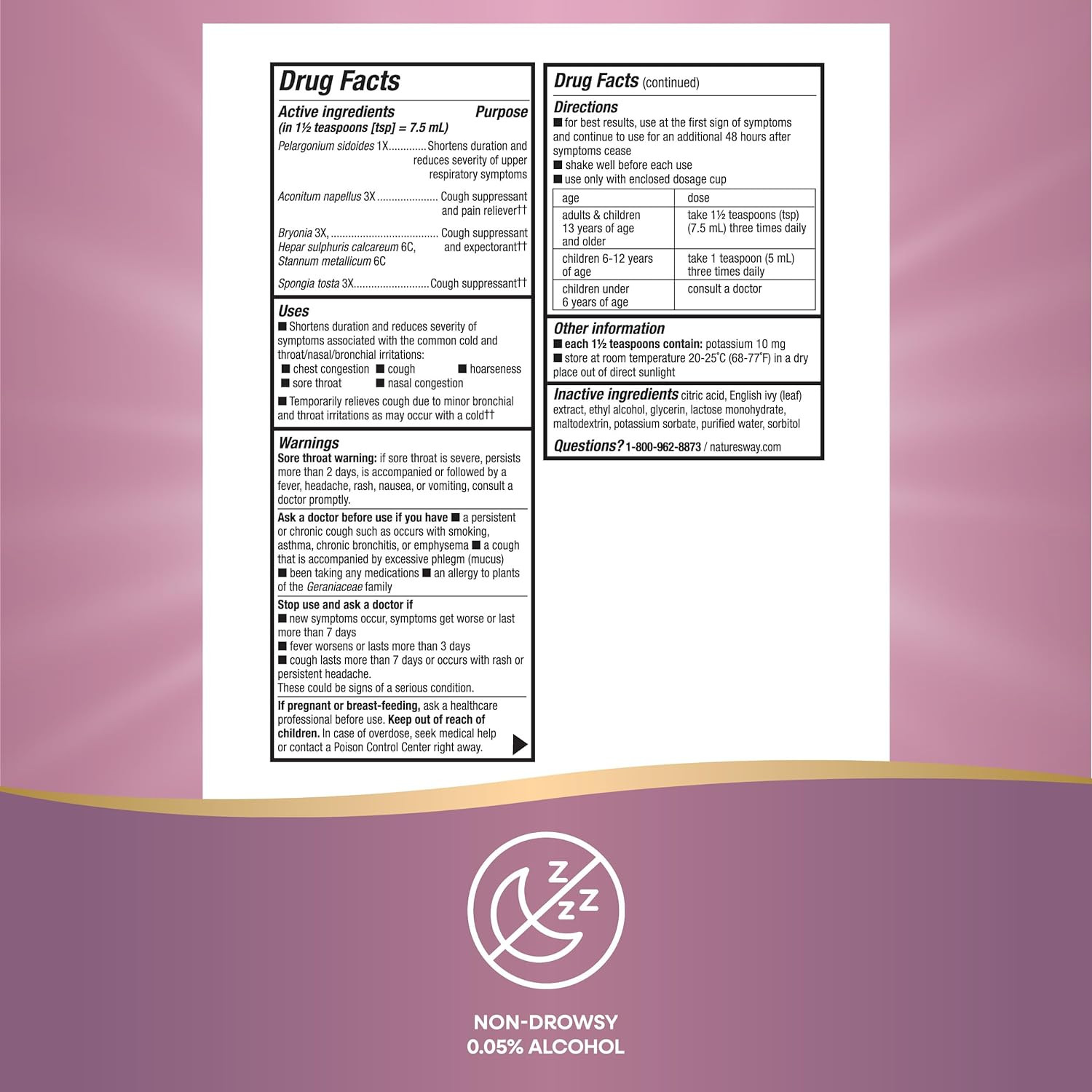 Nature's Way Cough Relief Syrup, Umcka, Chest Congestion, Sore Throat, Cough 4oz