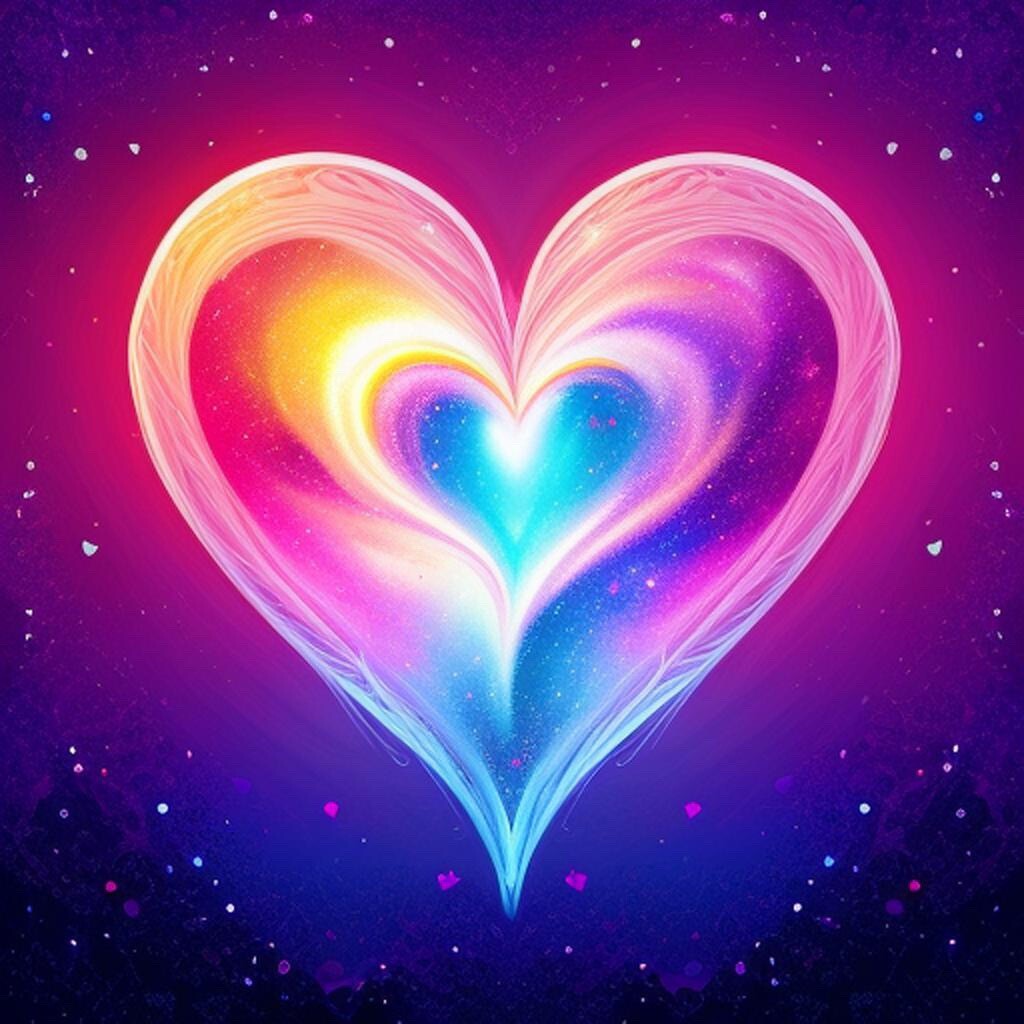 3” Galaxy Heart Rainbow Psychedelic Colorful Love Space Moon Stars Elegance