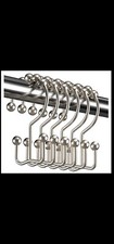 12 Pack Metal Shower Curtain HOOKS RINGS Double Glide Roller Set for Bathroom
