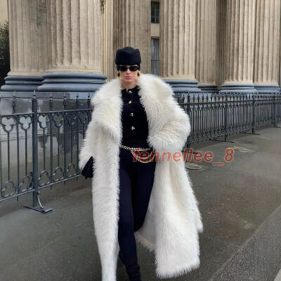 Imitation Fur Coat 2025 New Knee High White Thick Warm Fur Long