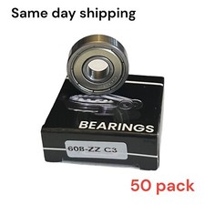 608 ZZ C3 Skateboard Ball Bearing Metal Shields, 8x22x7mm 50 Pcs 