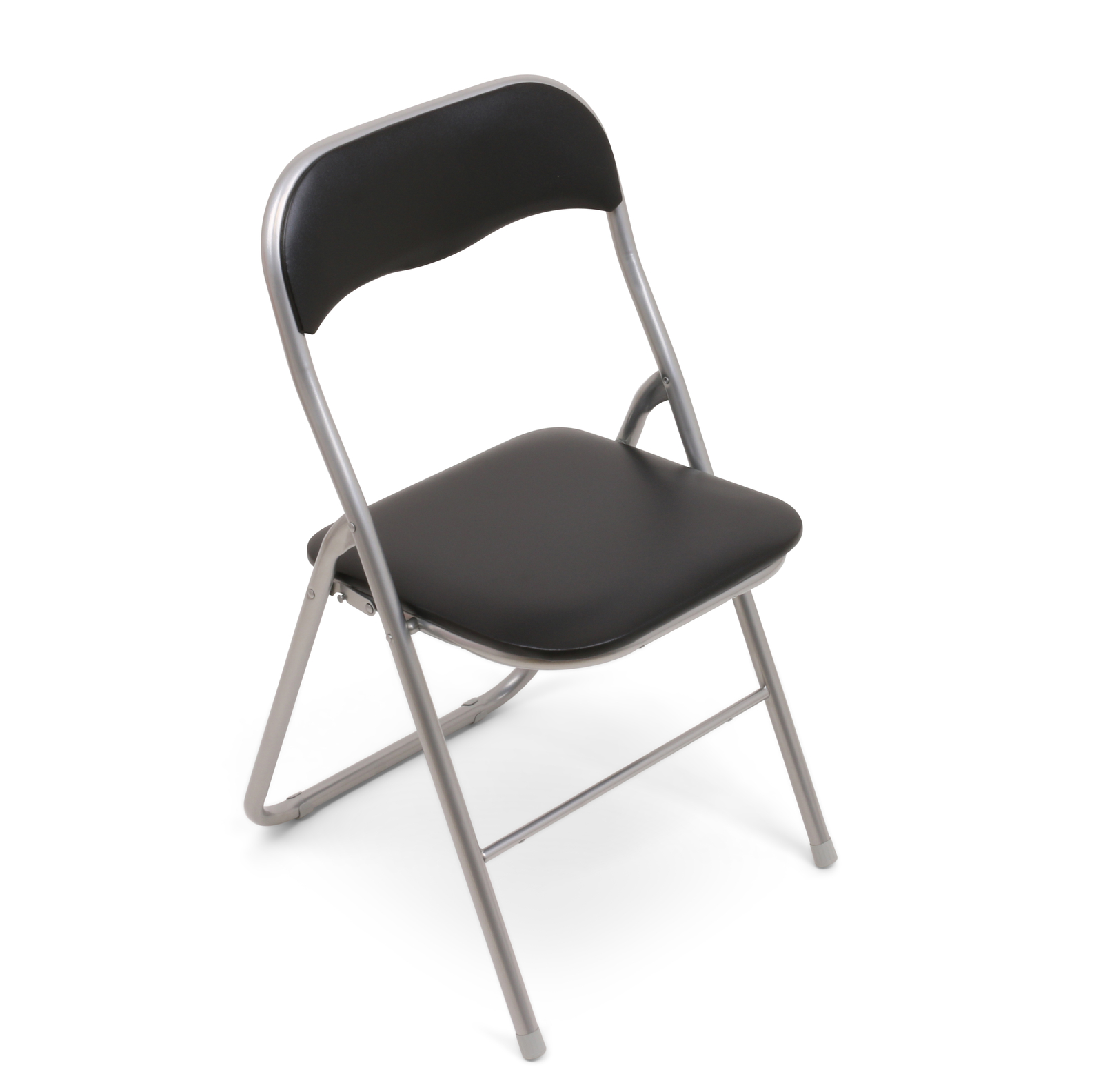 6 unidades sillas plegables cuero artificial - plateado/negro - 6x sillas silla