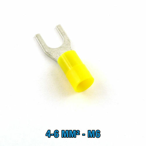 Cosse fourche jaune 4-6 mm² M6 CIMCO 180164 haute performance mécanique, 100 pièces