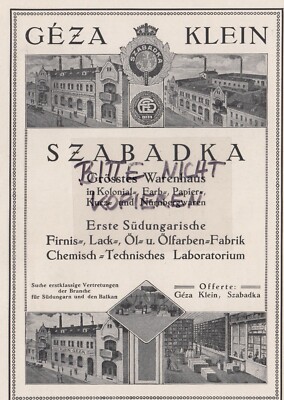 Szabadka, advertising 1918, Géza Klein department store colonial-color-paper-short-Nuremberg-