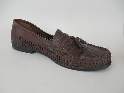Nunn Bush Brown Woven Leather Tassel Loafers Slip-On Shoes  display picture 1