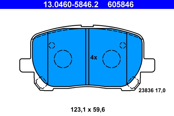 ATE 13.0460-5846.2 Brake Pad Set, disc brake for TOYOTA