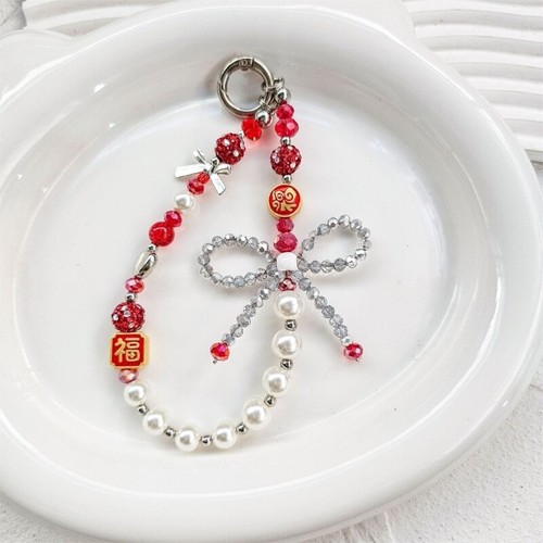 Lucky Charm Beaded Women Phone Chain Wrist Strap Lanyard For Holiday Celebration - Zdjęcie 5 z 8