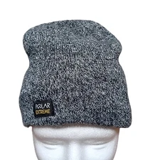 Polar Extreme White Black Marked Winter Hat Cap Knit Faux Fur Lined One Size