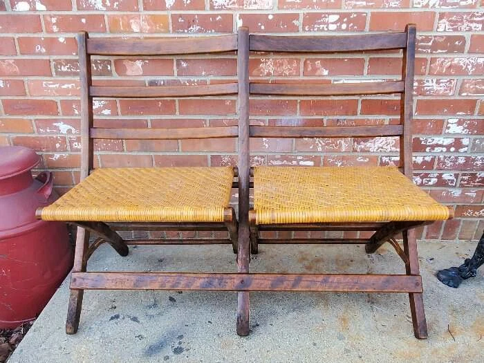 Antique double wooden folding sales chairs