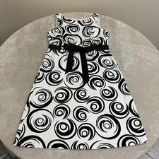 DRESSBARN Woman Black White Fit & Flare Dress W/BELT Size 8