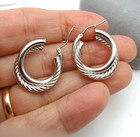 14K White Gold Double Hoop Braided Rope Earrings [E330] — photo 4
