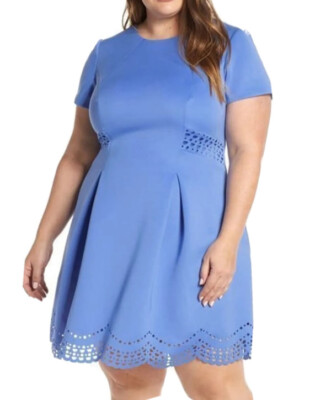 vince camuto lace a line dress NEW Light Blue Scuba Stretchy Thick A-Line Size 14 Color:ENGLISH VIOLET Dry clean only. Formal2025 Viveca Apricot Crystal-Embellished Asymmetrical