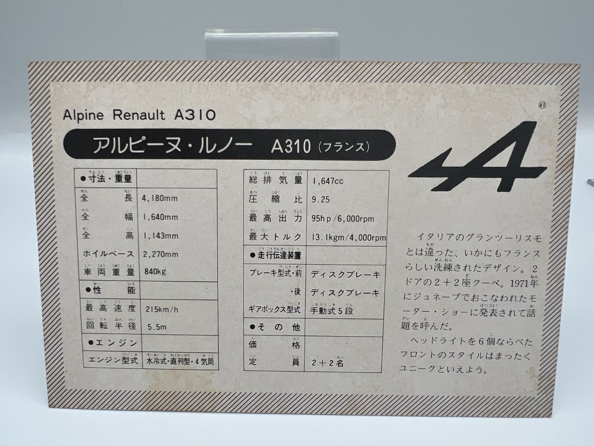 【超希少】solido 192 ALPINE RENAULT A310 箱付 ALPINE RENAULT A310 Super car card Japanese Vintage Rare F/S