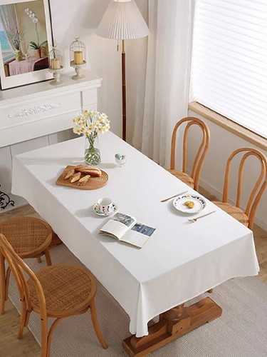 Tovaglia bianca in poliestere tovaglia decorativa tessuto lavabile copritavolo - Foto 12 di 17