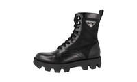 Prada Leder Stiefel Combat Boots Monolith Schuhe - Schwarz - Neu - 10 44
