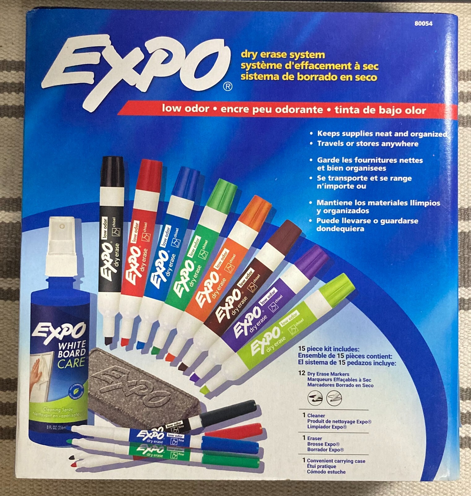 EXPO Dry Erase Marker Kit: 4 Fine & 8 Chisel Tip markers, Eraser & Spray (80054)