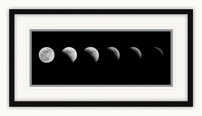 LUNAR ECLIPSE Premium Art Print FRAMED,13 x 25 inches  double matted, with plexi