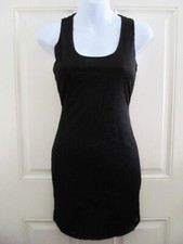 Forever 21 Dress Sz S Black Sparkly Knit Bodycon Cutout in Back Sleeveless