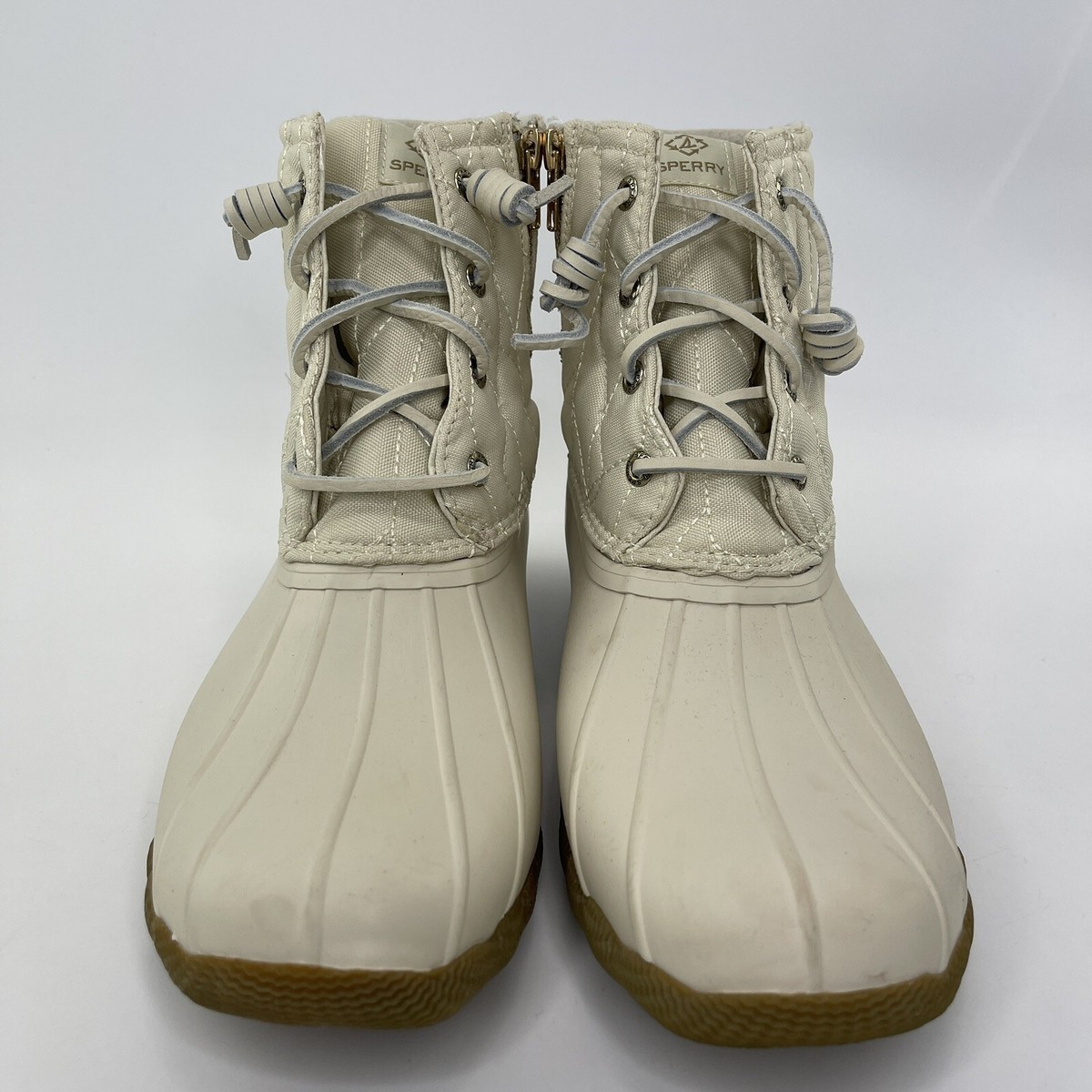 sperry ivory quilted duck boots