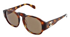 New CHANEL 01452 91235 Havana Gold CC Cocomark Sunglasses Italy Old Stock Unisex