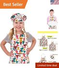 Unisex Child Apron Set with Large Pocket & Adjustable Chef Hat - Cat Design