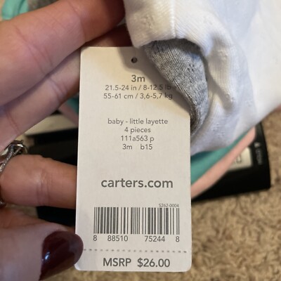 New Set Of 4 Baby Girl Carters Body Suits Size 3 Months | eBay